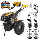 Motocultor diesel 12CP ProGARDEN Campo 1273 Alpine V2 2+1 viteze roti 6.00-12 EU V pornire electrica 2 prize putere roti metal plug arat rarita reglabila plug cartofi cultivator plug reversibil remorca 5l ulei