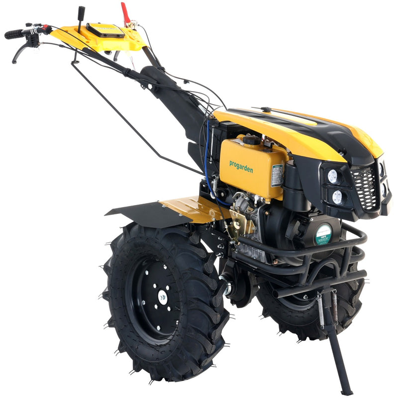 Motocultor diesel 12CP ProGARDEN Campo 1273 Alpine V2 2+1 viteze roti 6.00-12 EU V pornire electrica 2 prize putere roti metal plug arat rarita reglabila plug cartofi cultivator plug reversibil remorca 5l ulei