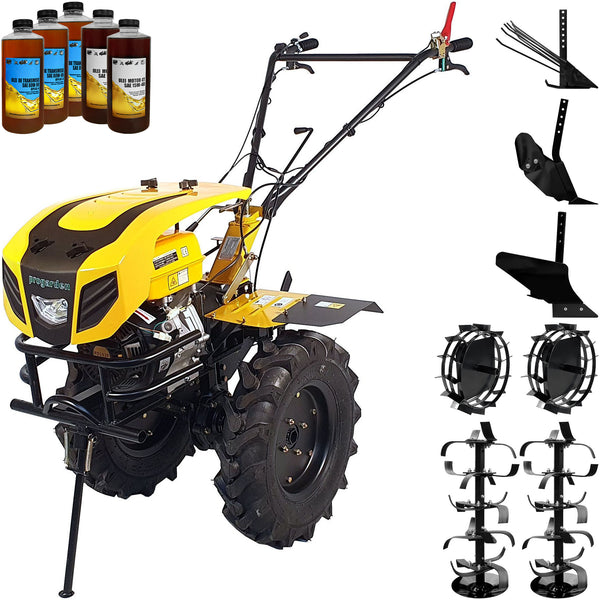 Motocultor ProGARDEN Campo 1803 motor 18CP Euro5 benzina 2+1 viteze latime lucru 162 cm freze roti 6.00-12 roti metal plug arat rarita reglabila plug cartofi 5l ulei