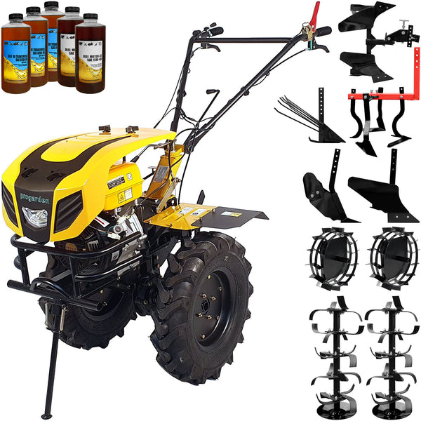 Motocultor ProGARDEN Campo 1803 motor 18CP Euro5 benzina 2+1 viteze latime lucru 162 cm freze roti 6.00-12 roti metal plug arat rarita reglabila plug cartofi cultivator plug reversibil 5l ulei
