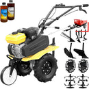 Motosapa ProGARDEN Campo 703 motor 7CP benzina 2+1 viteze latime lucru 100 cm freze roti 4.00-8 roti metal plug arat rarita reglabila plug cartofi cultivator remorca 2l ulei