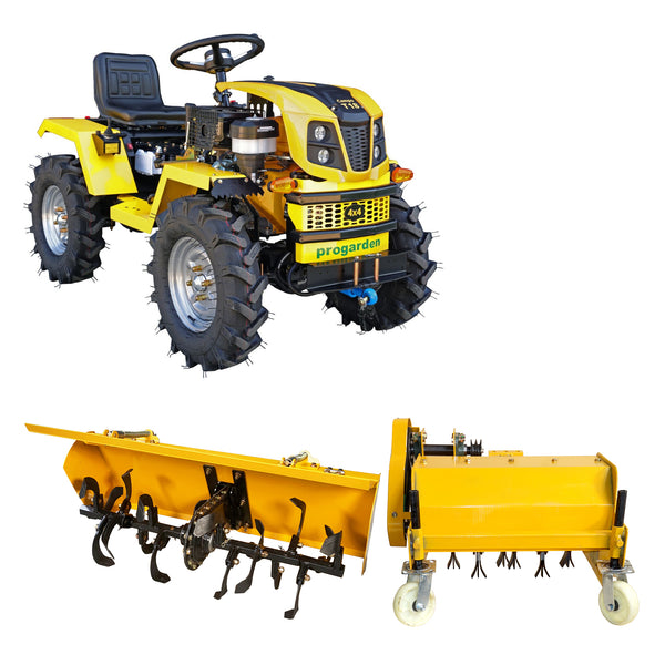 Minitractor ProGARDEN Campo T18 V25.1 4x4 18CP benzina hidraulica fata-spate roti 6.00-12 Freza tractata 15/20cm transmisie 12-14 40 zale Tocator vegetatie TV600