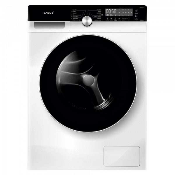 Masina de spalat rufe Samus WSDKI-70141 7 kg 1400 rpm clasa A adancime 47 cm motor inverter afisaj LCD sterilizare cu abur incarcare cu rufe in timpul spalarii pornire intarziata control antispuma blocare acces copii