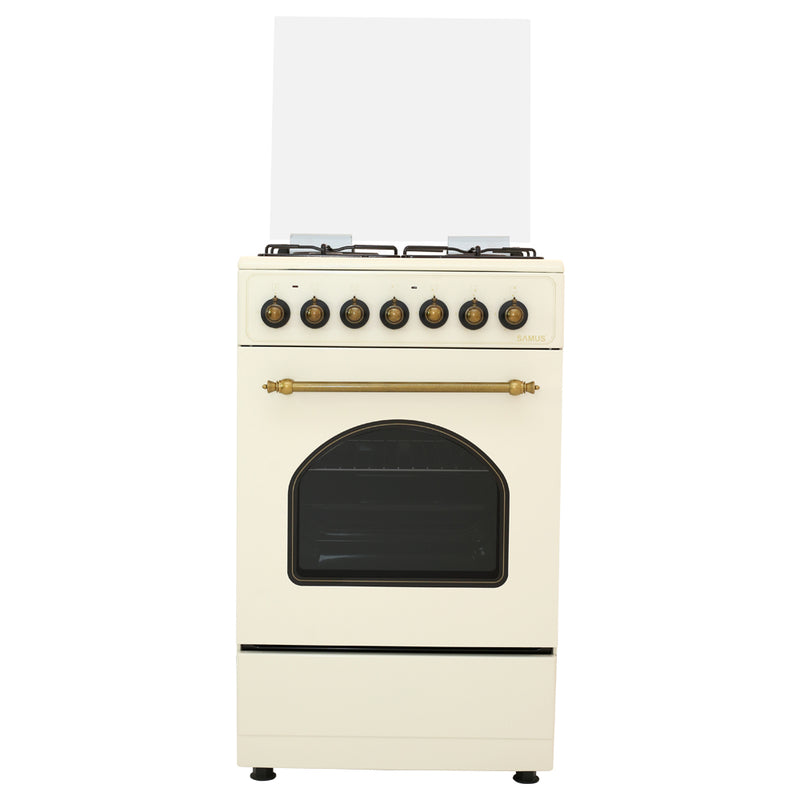 Aragaz electric / gaz Rustic Samus SR550EL3C 3 arzatoare gaz + 1 arzator electric cuptor electric aprindere electrica dispozitiv siguranta arzatoare gaz design vintage timer mecanic latime 50 cm