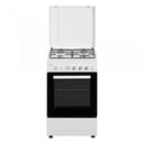 Aragaz pe gaz Samus SM450APBS 4 arzatoare cuptor pe gaz 49 litri latime 50 cm aprindere electrica la plita dispozitiv siguranta plita si cuptor geam dublu la cuptor capac metalic iluminare cuptor