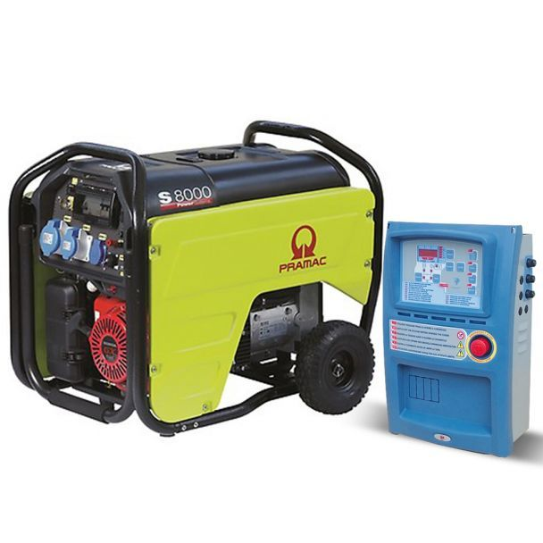 Generator de curent pe benzina PRAMAC S8000_CONN_AVR_AMF portabil monofazat 7.2 kVA panou de automatizare