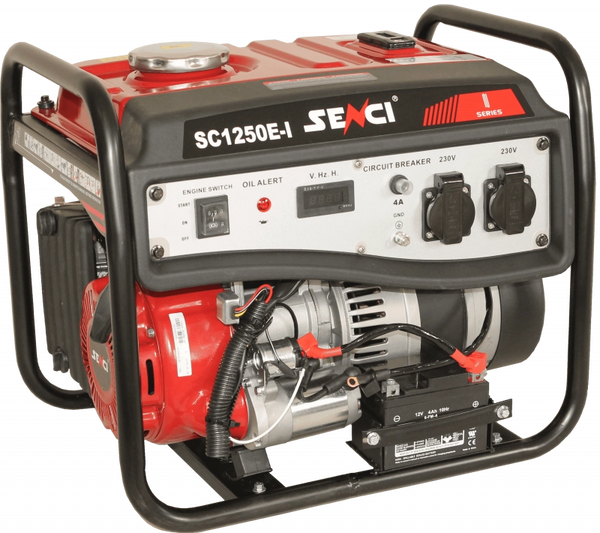 Generator de curent SENCI SC1250E-LITE putere maxima 1 kW benzina rezervor 6 L 230V AVR pornire electrica