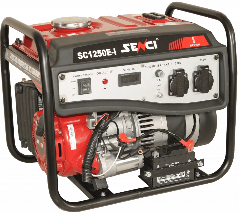 Generator de curent SENCI SC1250E-LITE putere maxima 1 kW benzina rezervor 6 L 230V AVR pornire electrica