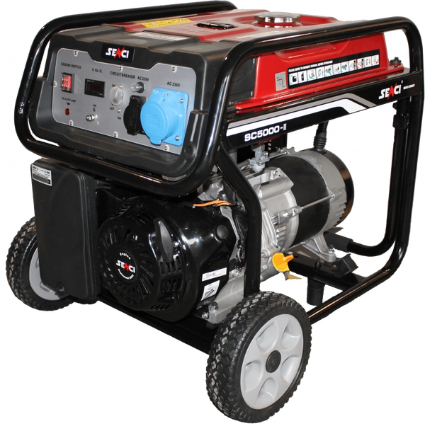 Generator de curent SENCI SC5000 TOP putere maxima 3.5 kW benzina rezervor 25 L 230V AVR roti transport