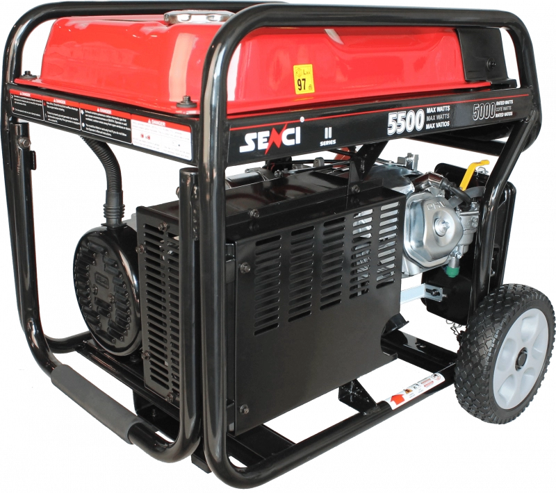 Generator de curent SENCI SC6000E TOP putere maxima 5.5 kW benzina rezervor 25 L 230V AVR pornire electrica roti transport