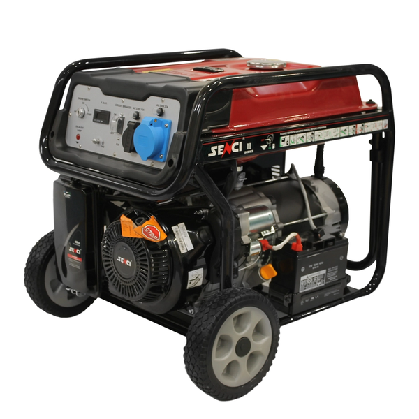 Generator de curent SENCI SC10000E TOP putere maxima 8.5 kW benzina rezervor 25 L 230V AVR pornire electrica roti transport