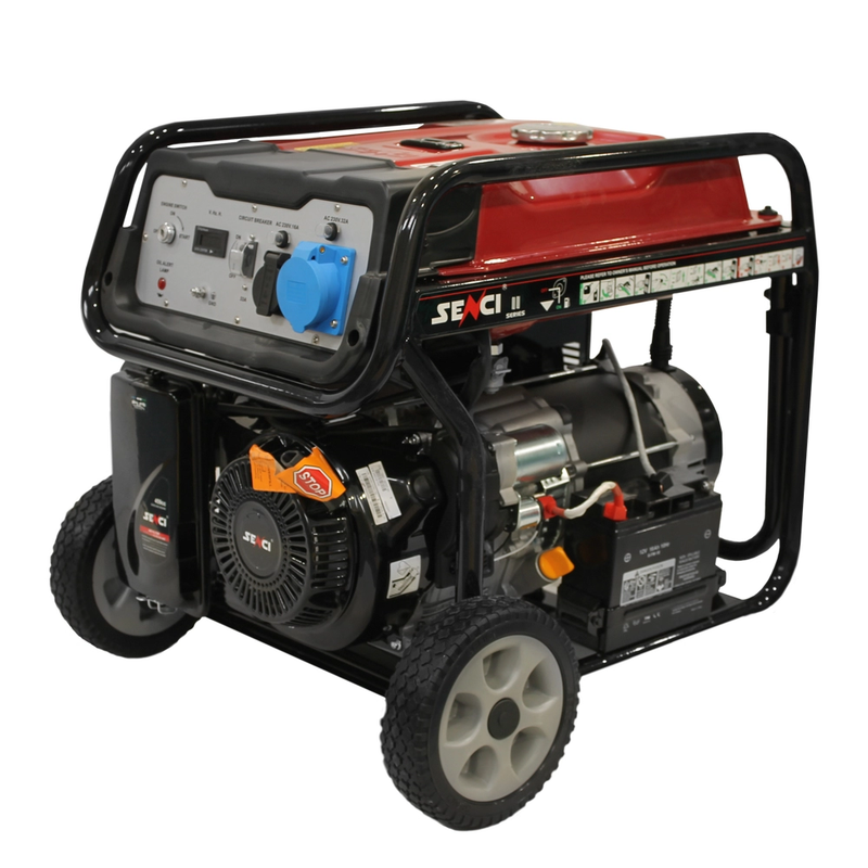 Generator de curent SENCI SC10000E TOP putere maxima 8.5 kW benzina rezervor 25 L 230V AVR pornire electrica roti transport