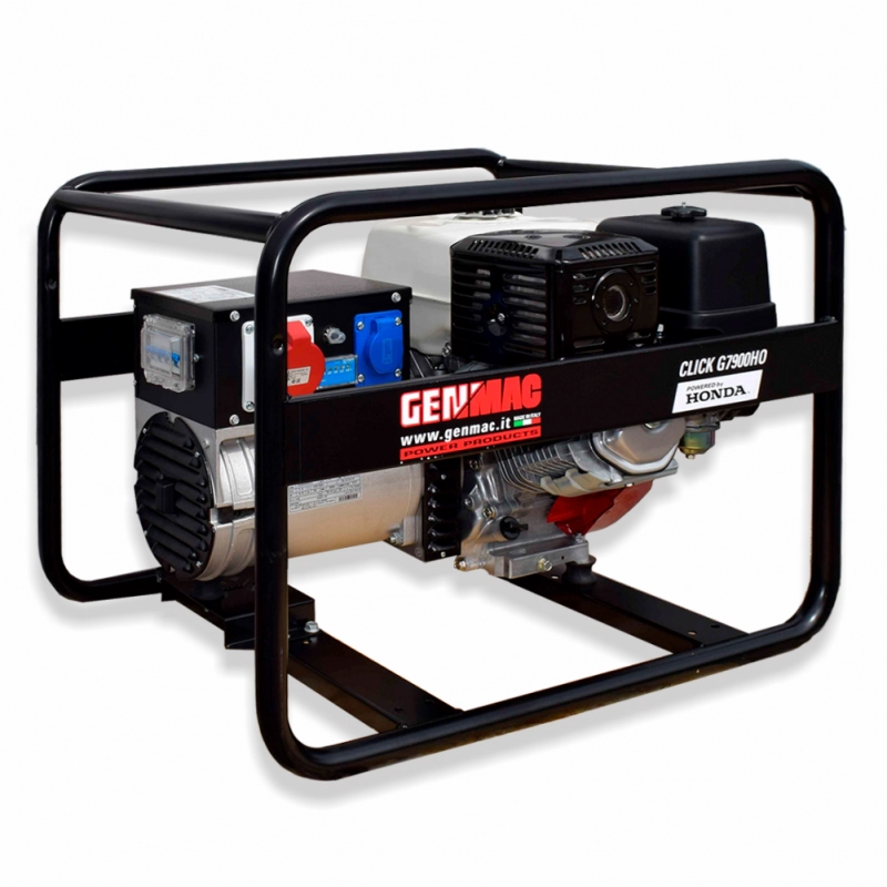 Generator de curent GENMAC Click G7900HO putere maxima 6.4 kW/400V 2.2 kW/230V motor Honda GX390 benzina rezervor 6.1 L