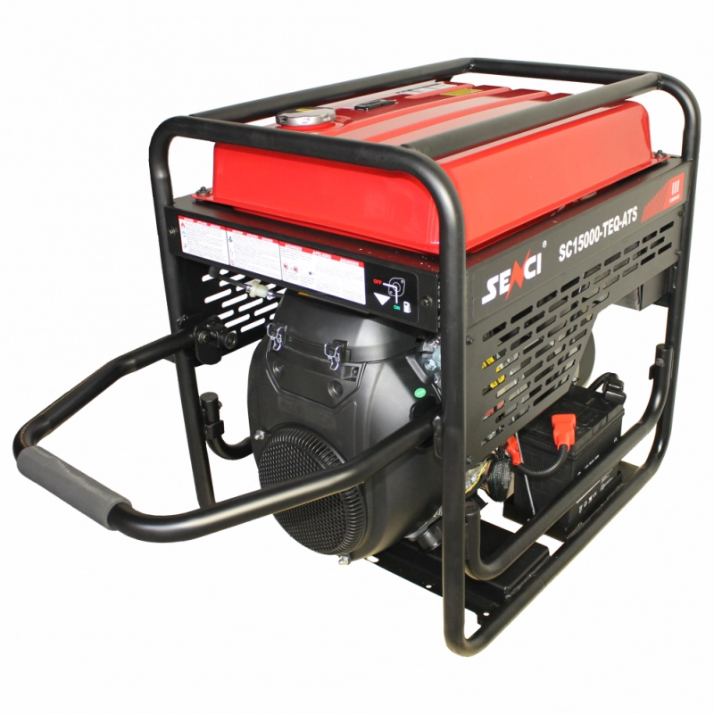 Generator de curent SENCI SC15000TE EVO putere maxima 13 KW/400V 4 KW/230V benzina rezervor 45 L pornire electrica roti transport