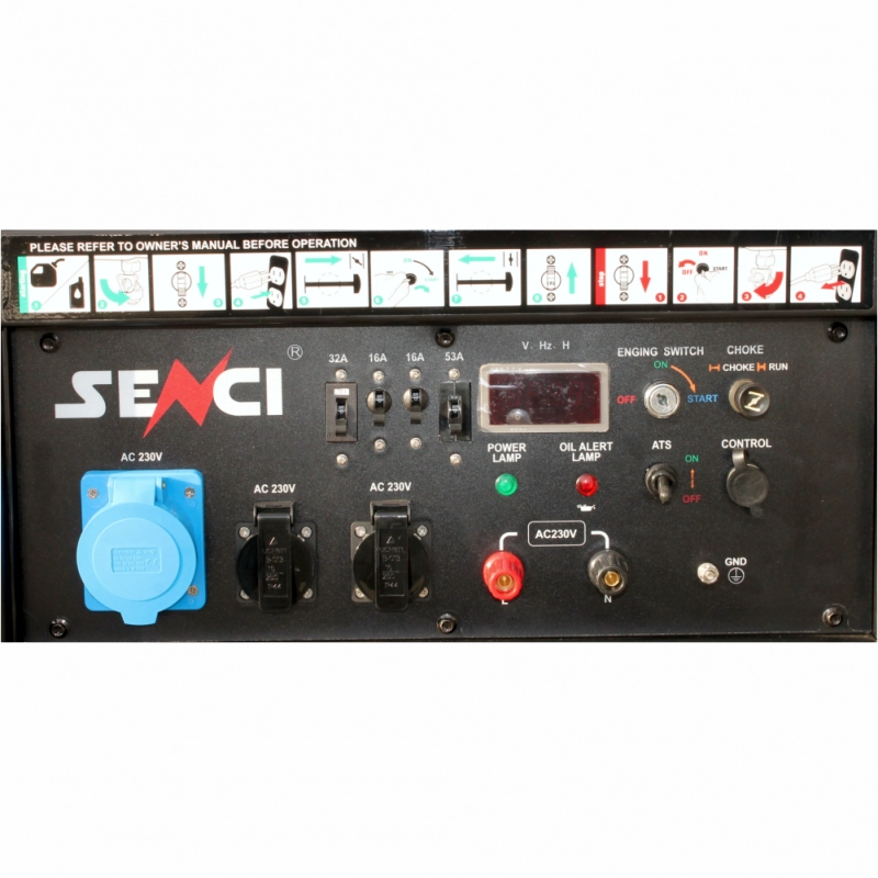 Generator de curent SENCI SC15000 EVO-ATS putere maxima 13 kW 230V benzina rezervor 45 L AVR pornire electrica ATS inclus roti transport