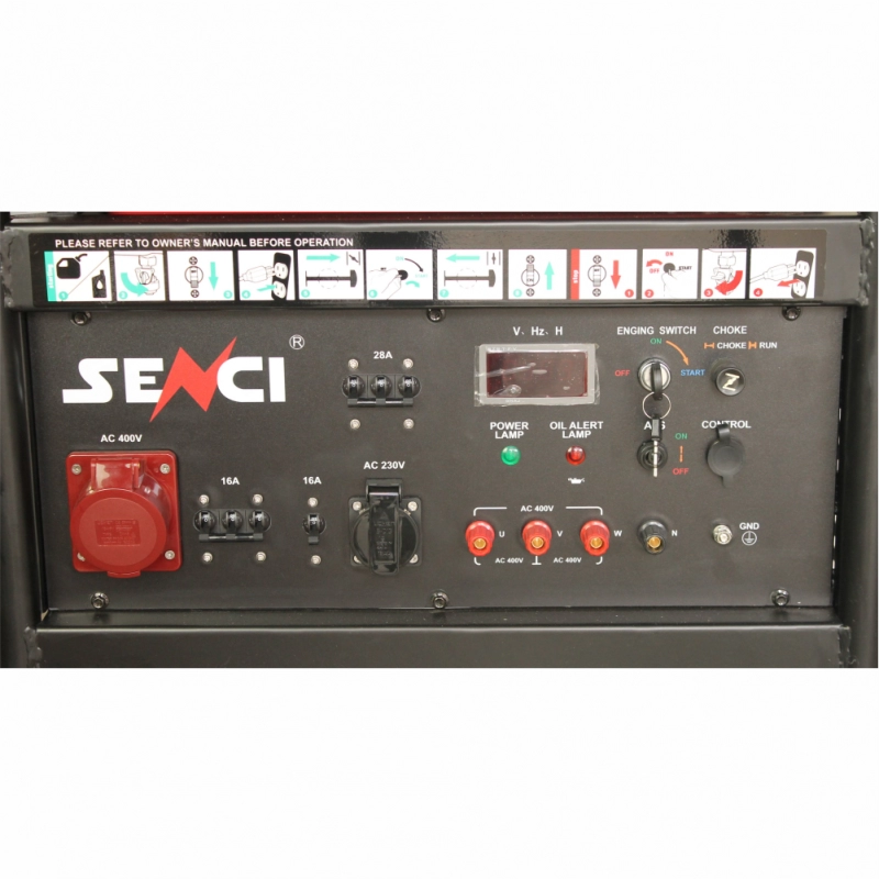 Generator de curent SENCI SC18000TE EVO-ATS putere maxima 17 kW/400V 5 kW/230V benzina rezervor 60 L AVR pornire electrica ATS inclus roti transport