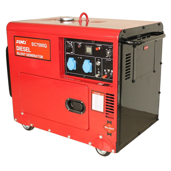 Generator de curent insonorizat SENCI SCD7500Q-3 fara ATS putere maxima 4.8 KW/400V 1.6 KW/230V Diesel rezervor 18 L AVR pornire electrica