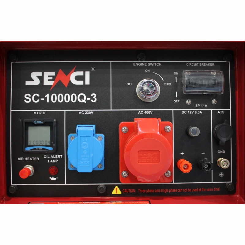 Generator de curent insonorizat SENCI SC10000Q-3 putere maxima 8 kW 400V Diesel rezervor 18 L AVR pornire electrica fara ATS