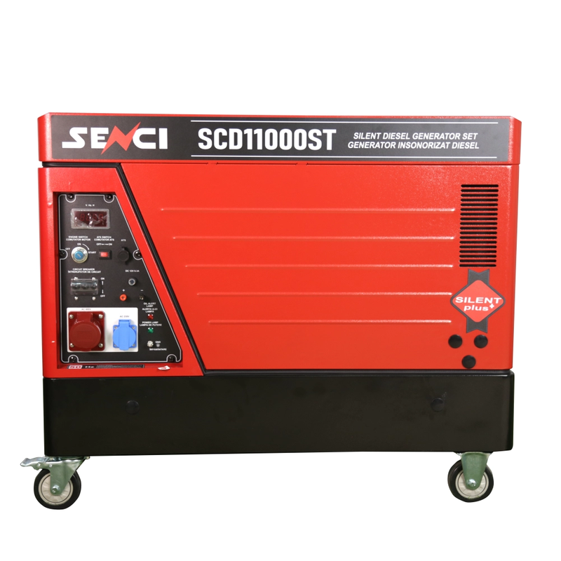 Generator de curent insonorizat SENCI SCD11000S-3 ATS putere maxima 8.5 kW 400V Diesel rezervor 18 L AVR pornire electrica ATS inclus
