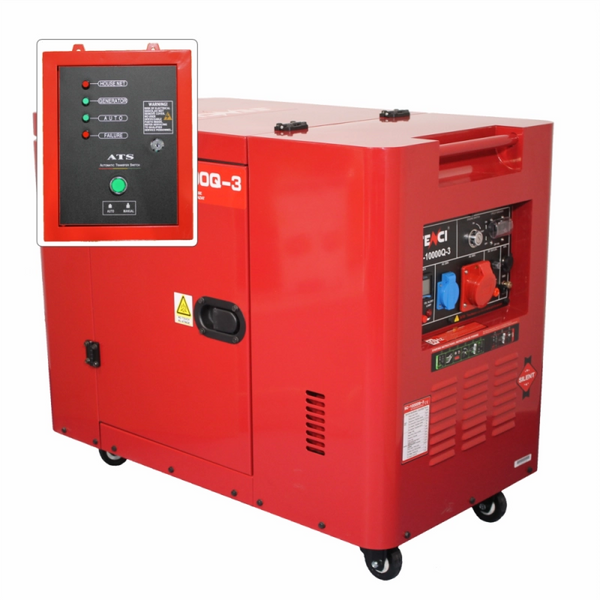 Generator de curent insonorizat SENCI SC10000Q-3 ATS putere maxima 8 kW 400V Diesel rezervor 18 L AVR pornire electrica ATS inclus