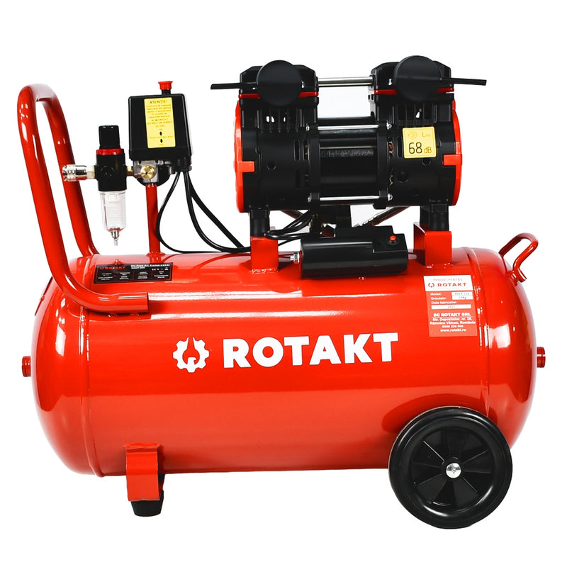 Compresor Aer Cu 2 Cilindrii Fara ulei Rotakt ROCP-S50 Putere 2.0CP/1.5kW Presiune 8 bar Debit 220l/min Capacitate 50l