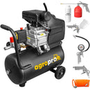 Compresor AgroPro AirPRO 2024B putere 1.5 kW debit 206 l/min presiune 8 bari rezervor 24l kit 5 accesorii ulei inclus