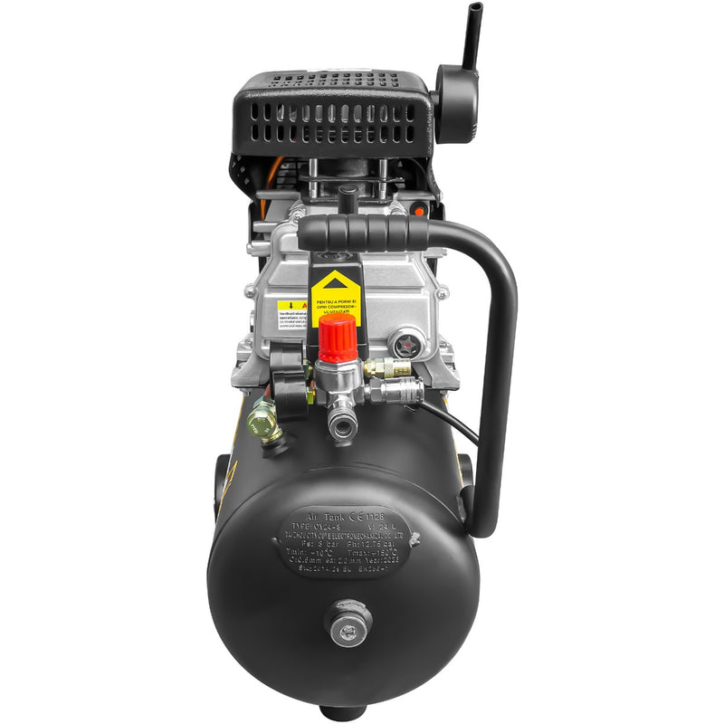 Compresor AgroPro AirPRO 2024B putere 1.5 kW debit 206 l/min presiune 8 bari rezervor 24l kit 5 accesorii ulei inclus