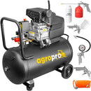 Compresor AgroPro AirPRO 2050B putere 1.5 kW debit 206 l/min presiune 8 bari rezervor 50l kit 5 accesorii ulei inclus