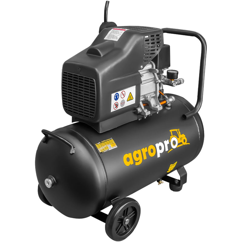 Compresor AgroPro AirPRO 2050B putere 1.5 kW debit 206 l/min presiune 8 bari rezervor 50l kit 5 accesorii ulei inclus