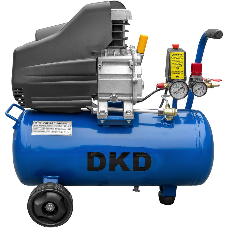 Compresor DKD XYBM24B putere 1.5 kW debit 180 l/min presiune 8 bari rezervor 24l kit 4 accesorii  si cuple rapide