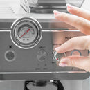 Espressor cafea Samus Maestro 20 cu rasnita incorporata cafea macinata + cafea boabe 20 bar 1350 W capacitate 2.3 litri capacitate rasnita 200 g filtru dublu din inox afisaj analogic al presiunii argintiu