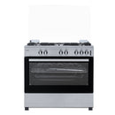 Aragaz pe gaz Samus SM950AGRXS1 5 arzatoare gaz cuptor pe gaz 92 litri aprindere electrica dispozitiv siguranta plita dispozitiv siguranta cuptor geam dublu cuptor timer capac metalic latime 90 cm