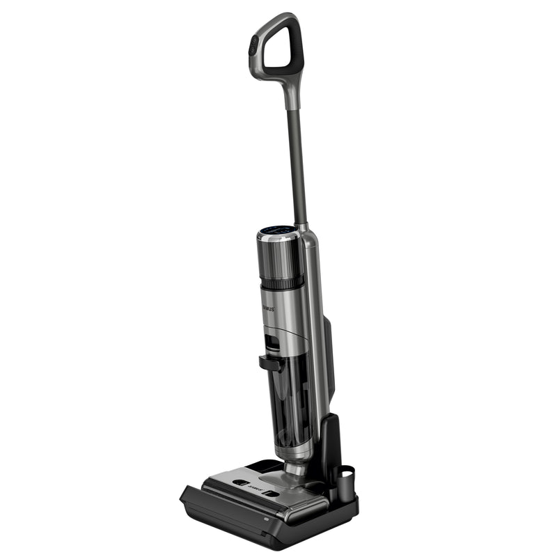 Aspirator multifunctional vertical fara fir Samus Smart Cleaner Pro aspirare umeda si uscata filtru Hepa 0.5 litri acumulator litiu 28.8 V 2600 mAh perie motorizata rotativa 2 trepte de putere mod iSense functie auto-curatare 230W