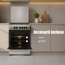RESIGILAT: Aragaz pe gaz Samus SM664XPGS1 4 arzatoare cuptor pe gaz 70 litri 1 arzator Wok aprindere electrica dispozitiv siguranta plita si cuptor timer, grill iluminare cuptor latime 60 cm, finisaj inox