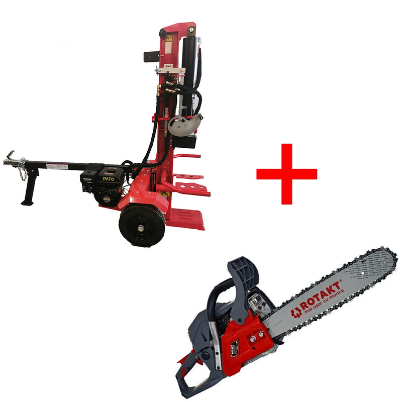 Despicator de busteni Rotakt VLS-26T motor termic 7 CP forta despicare 26 T + Motofierastrau ROTAKT MTF5810SW