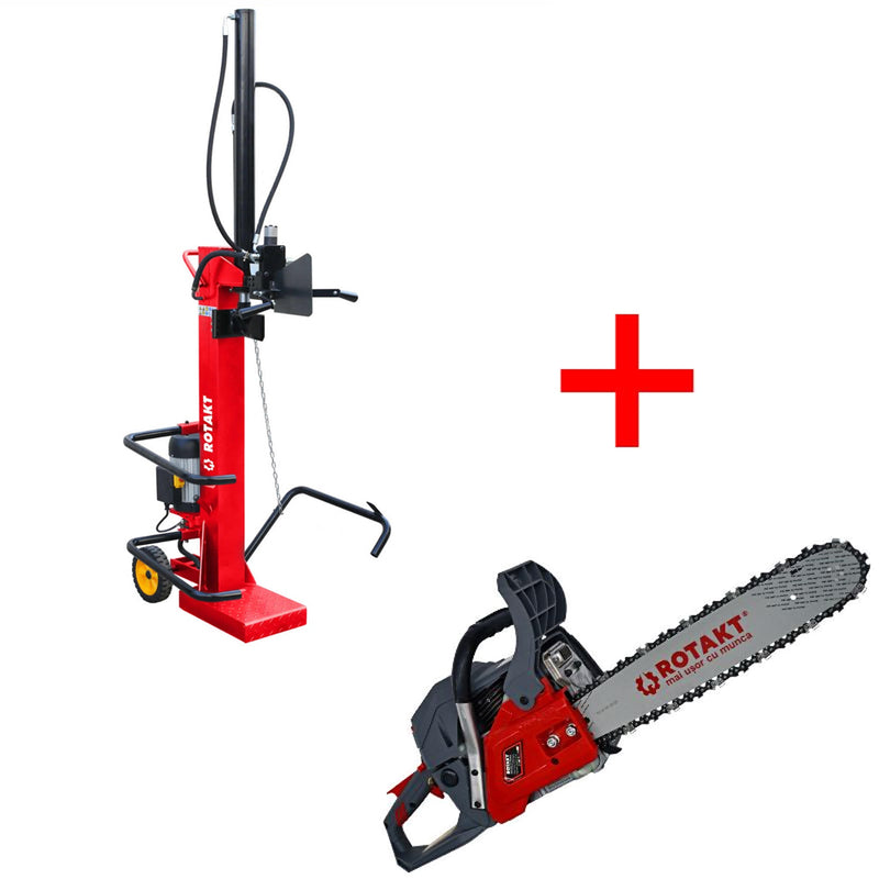 Despicator de busteni Rotakt VLS12TS‑1 motor electric 3 kW forta despicare 12T + Motofierastrau ROTAKT MTF5810SW