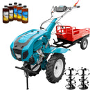 Motocultor profesional DKD HS 1100D motor 16 CP latime lucru 90-120 cm capota cu far freze roti cauciuc remorca 5l ulei