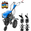 Motocultor DKD 950 G motor 7 CP benzina 2+1 viteze latime lucru 95 cm freze roti cauciuc 4.00x8&quot; capota cu far LED roti metal plug arat rarita reglabila 3l ulei