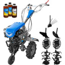 Motocultor DKD 950 G motor 7 CP benzina 2+1 viteze latime lucru 95 cm freze roti cauciuc 4.00x8&quot; capota cu far LED roti metal plug arat rarita reglabila plug cartofi 3l ulei