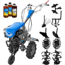 Motocultor DKD 950 G motor 7 CP benzina 2+1 viteze latime lucru 95 cm freze roti cauciuc 4.00x8&quot; capota cu far LED roti metal plug arat rarita reglabila plug cartofi cultivator plug reversibil 3l ulei