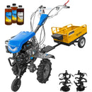 Motocultor DKD 950 G motor 7 CP benzina 2+1 viteze latime lucru 95 cm freze roti cauciuc 4.00x8&quot; capota cu far LED remorca 3l ulei