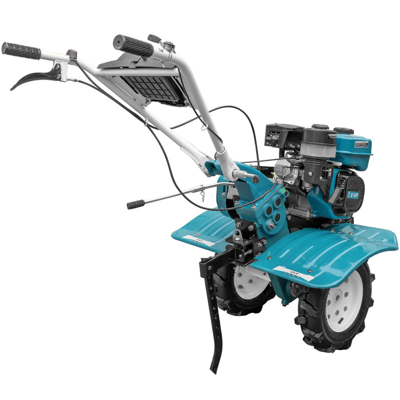 Motosapa DKD HS 900 motor 7CP latime lucru 90 cm 2+1 viteze transmisie fonta freze roti cauciuc 4.00x8 roata frontala