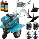 Motosapa DKD HS 900 motor 7CP latime lucru 90 cm 2+1 viteze transmisie fonta freze roti cauciuc 4.00x8 roata frontala roti metal plug arat rarita reglabila plug cartofi 2l ulei AgroPro