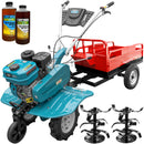 Motosapa DKD HS 900 motor 7CP latime lucru 90 cm 2+1 viteze transmisie fonta freze roti cauciuc 4.00x8 roata frontala remorca 2l ulei AgroPro