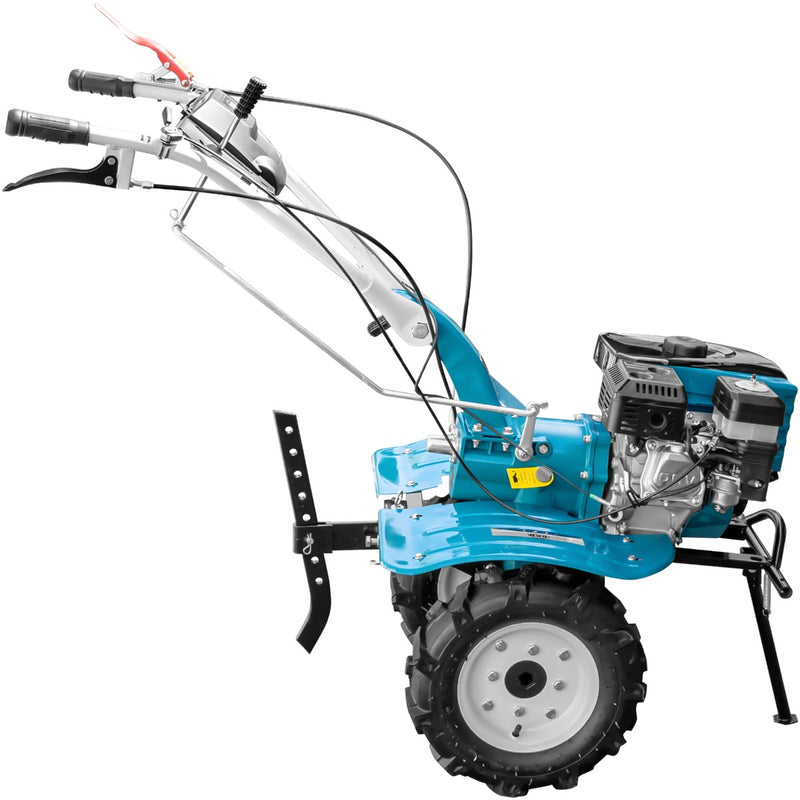 Motocultor DKD 1000B NEW motor 7 CP latime lucru 80 cm freze roti cauciuc 4.00-8 capota cu far roti metal cultivator plug reversibil 3l ulei
