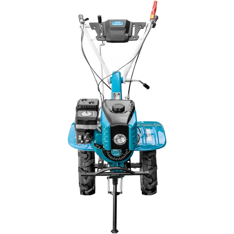 Motocultor DKD 1000B NEW motor 7 CP latime lucru 80 cm freze roti cauciuc 4.00-8 capota cu far roti metal rarita reglabila plug arat plug cartofi cultivator plug reversibil 3l ulei