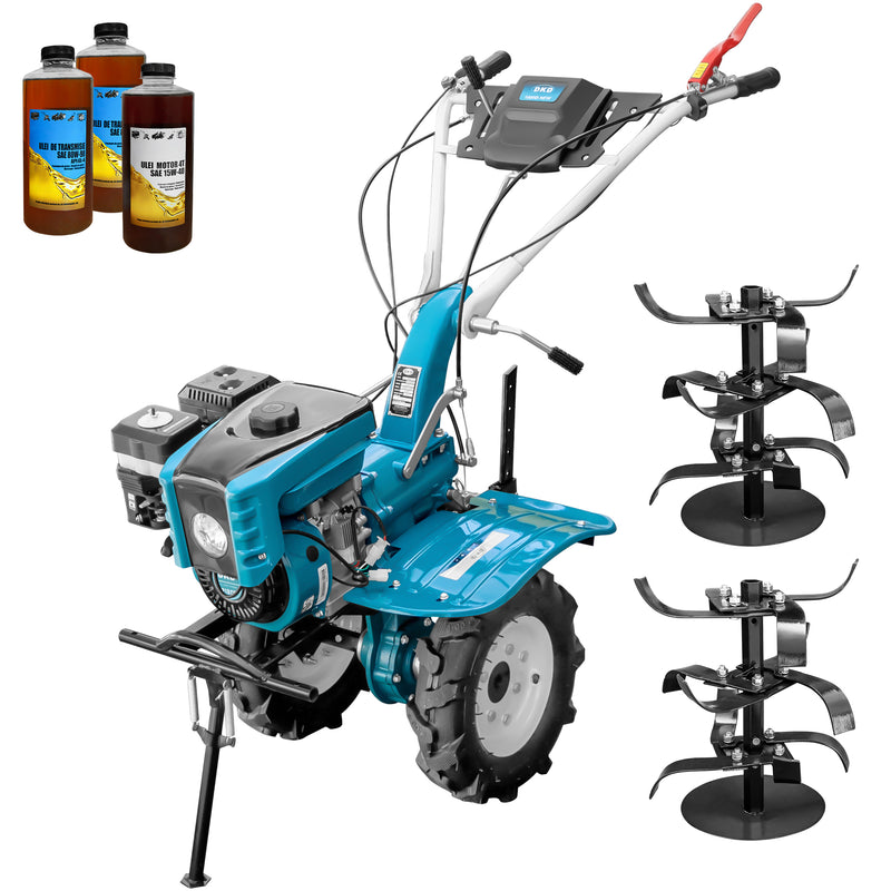 Motocultor DKD 1000B NEW motor 7 CP latime lucru 80 cm freze roti cauciuc 4.00-8 capota cu far 3l ulei