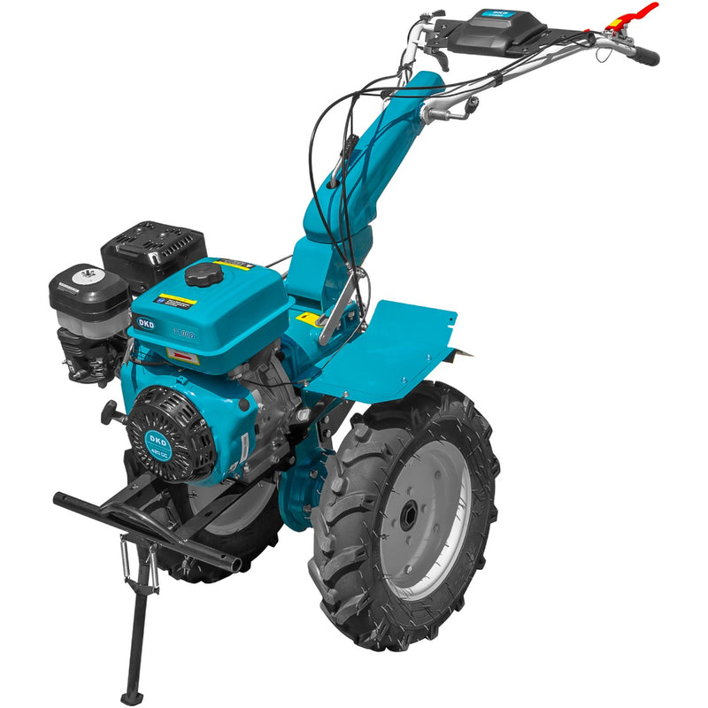 Motocultor profesional DKD HS 1100D motor 16 CP latime lucru 90-120 cm freze roti cauciuc roti metal plug arat rarita reglabila plug cartofi cultivator 5l ulei
