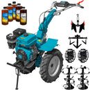 Motocultor profesional DKD HS 1100D motor 16 CP latime lucru 90-120 cm freze roti cauciuc roti metal cultivator plug reversibil 5l ulei