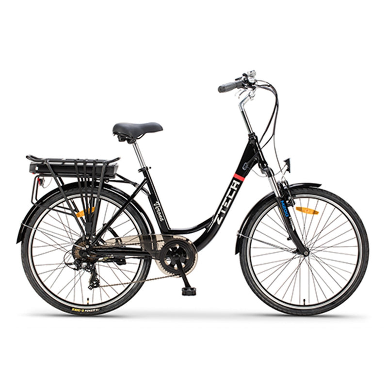 Bicicleta electrica Ztech ZT-34-B VERONA 2.0 autonomie 30 Km viteza maxima 25 km/h putere 250W acumulator 10Ah/36V nu necesita permis-Negru